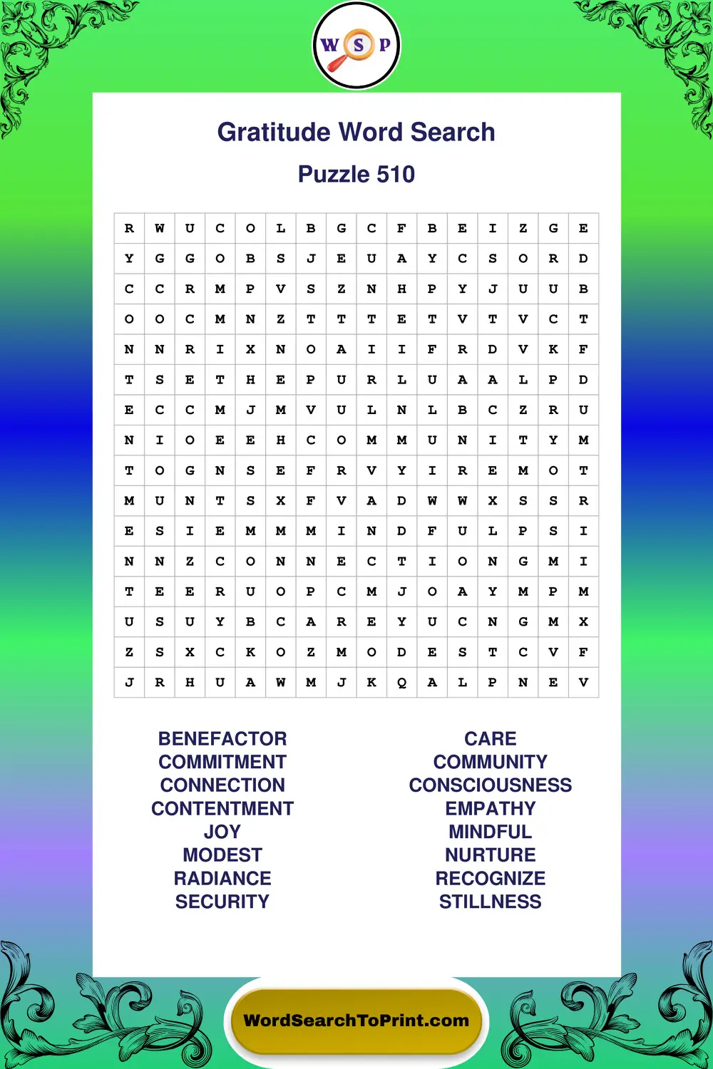 Gratitude Word Search Puzzle 510