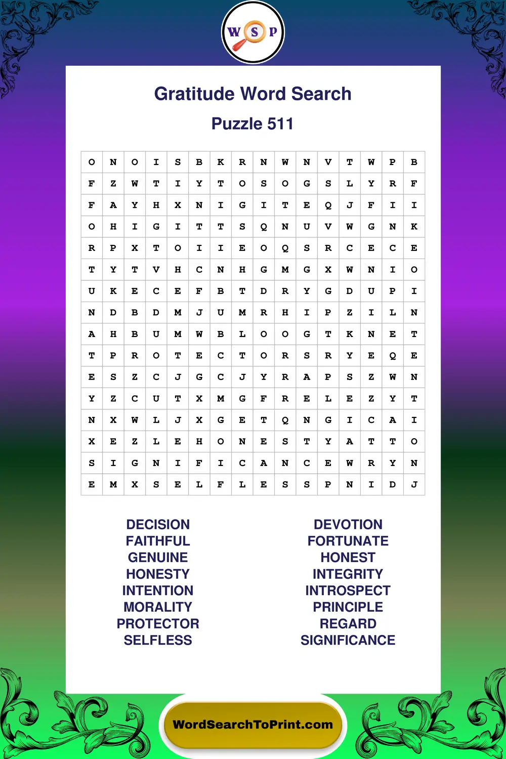 Gratitude Word Search Puzzle 511