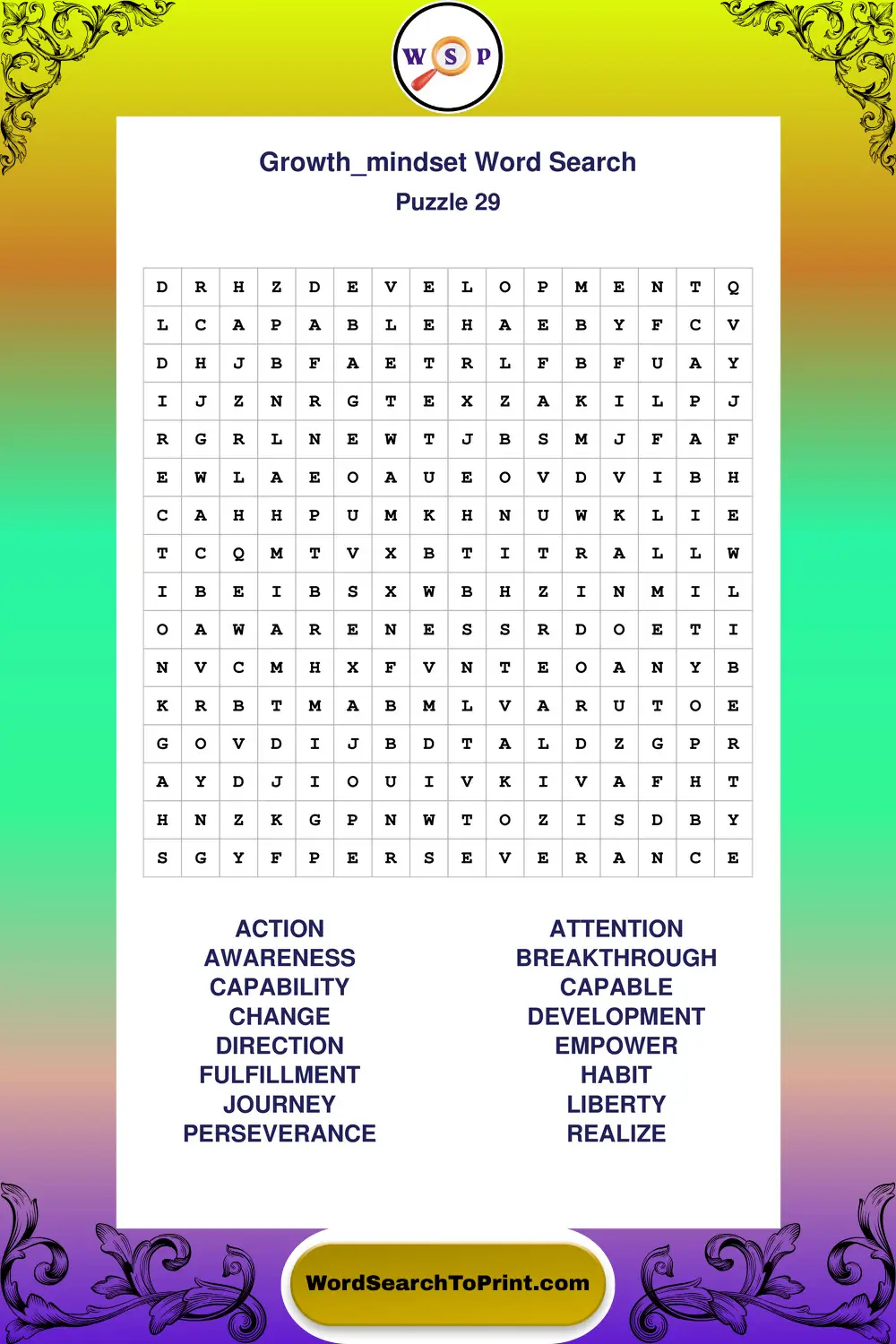 Growth Mindset Word Search Puzzle 29