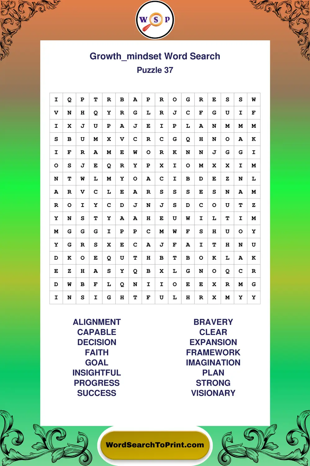 Growth Mindset Word Search Puzzle 37