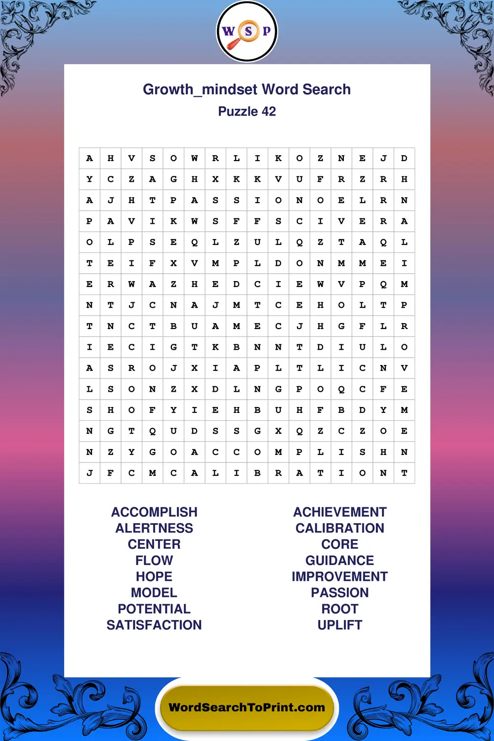 Growth Mindset Word Search Puzzle 42
