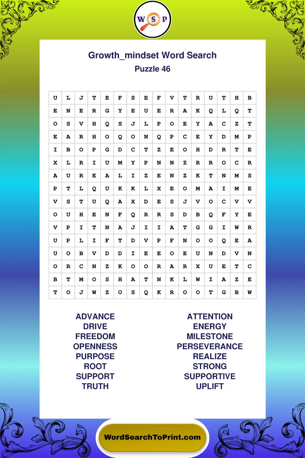 Growth Mindset Word Search Puzzle 46