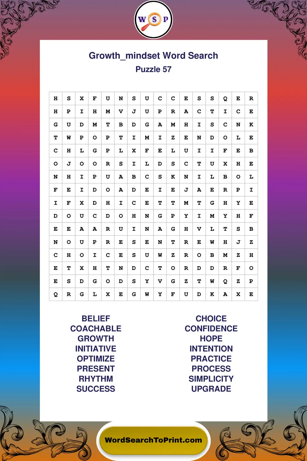 Growth Mindset Word Search Puzzle 57