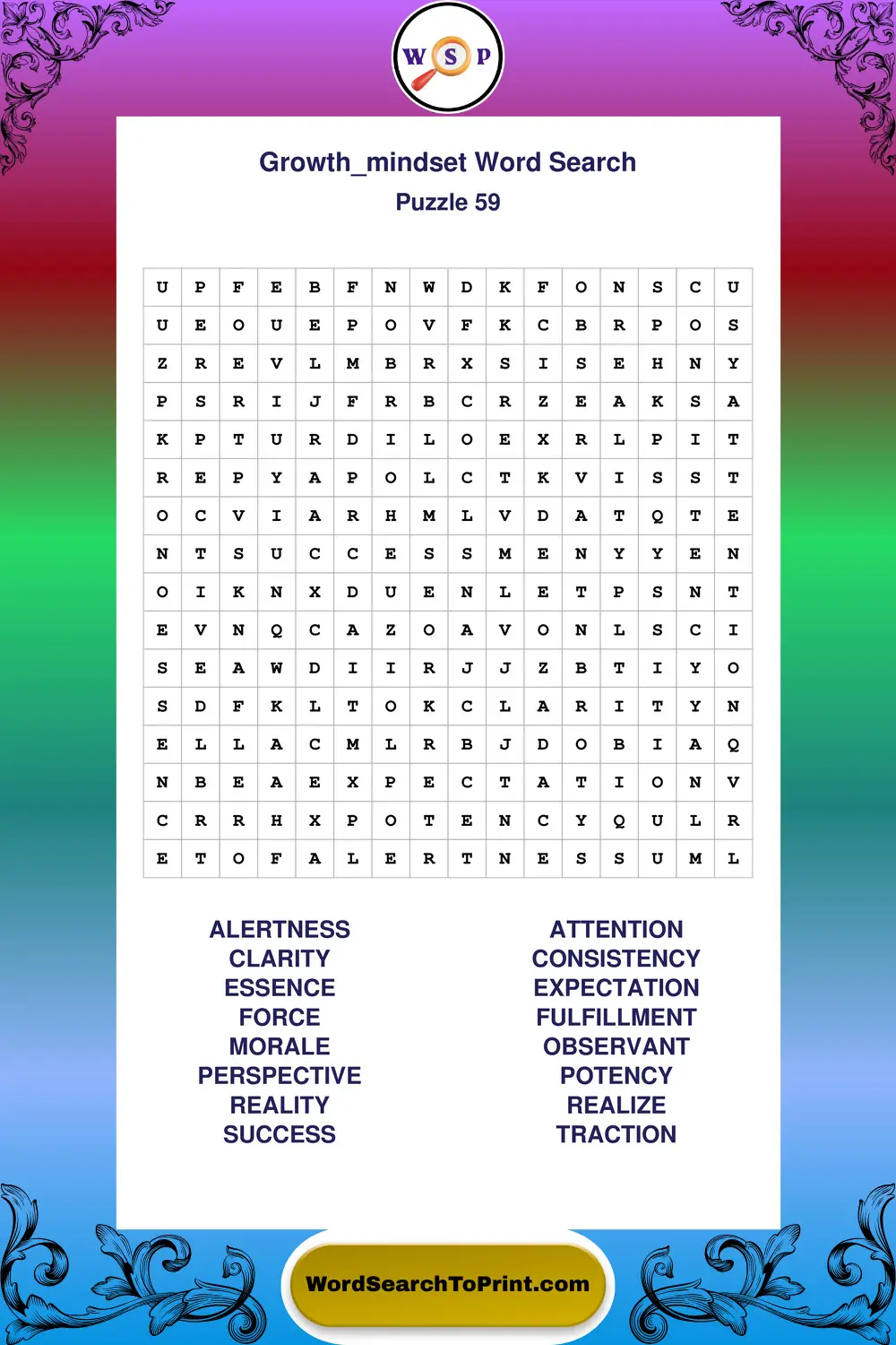 Growth Mindset Word Search Puzzle 59