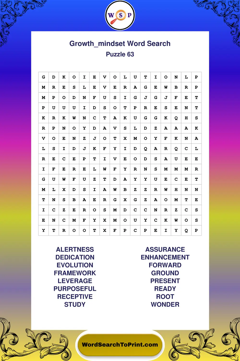 Growth Mindset Word Search Puzzle 63