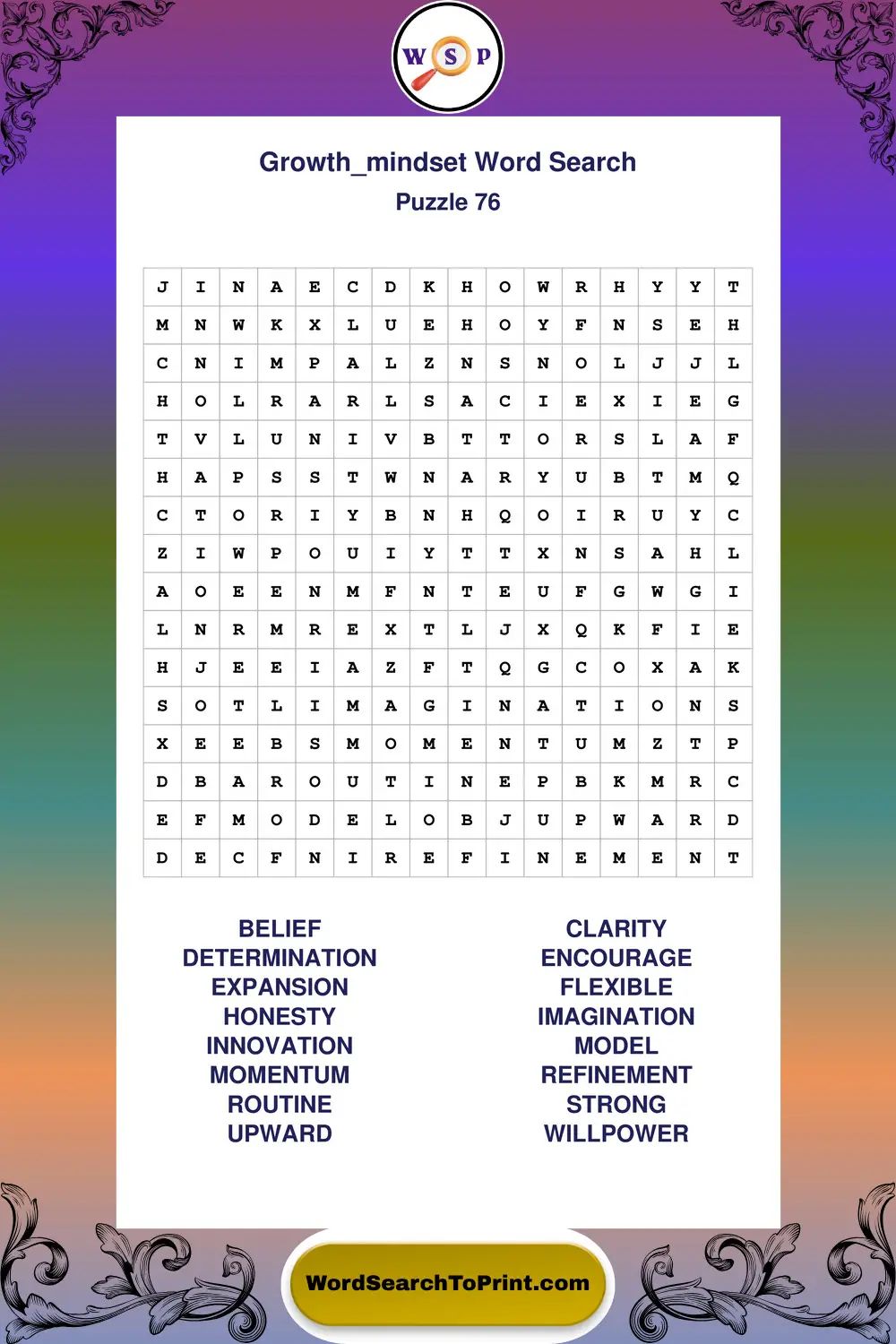 Growth Mindset Word Search Puzzle 76