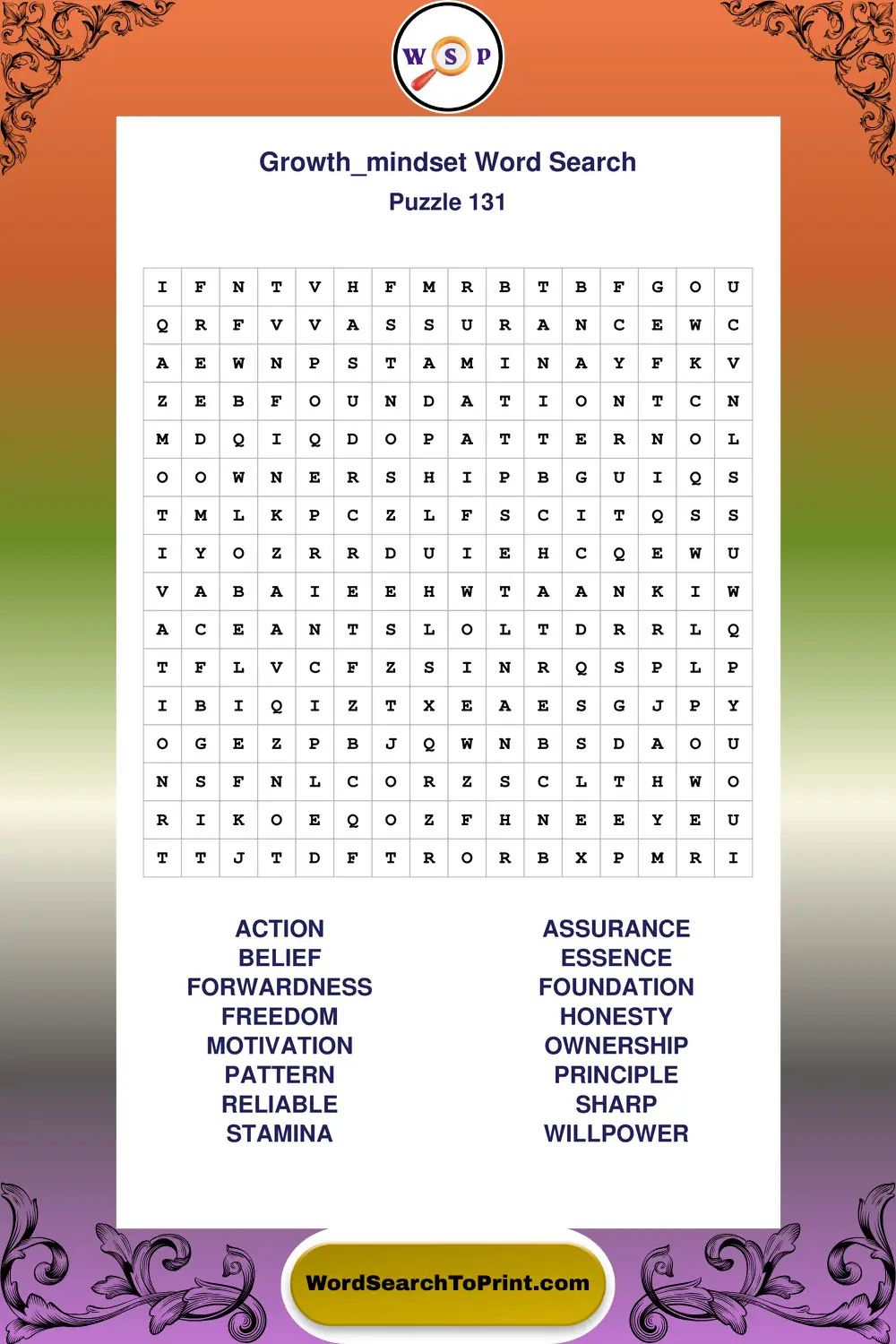 Growth Mindset Word Search Puzzle 131