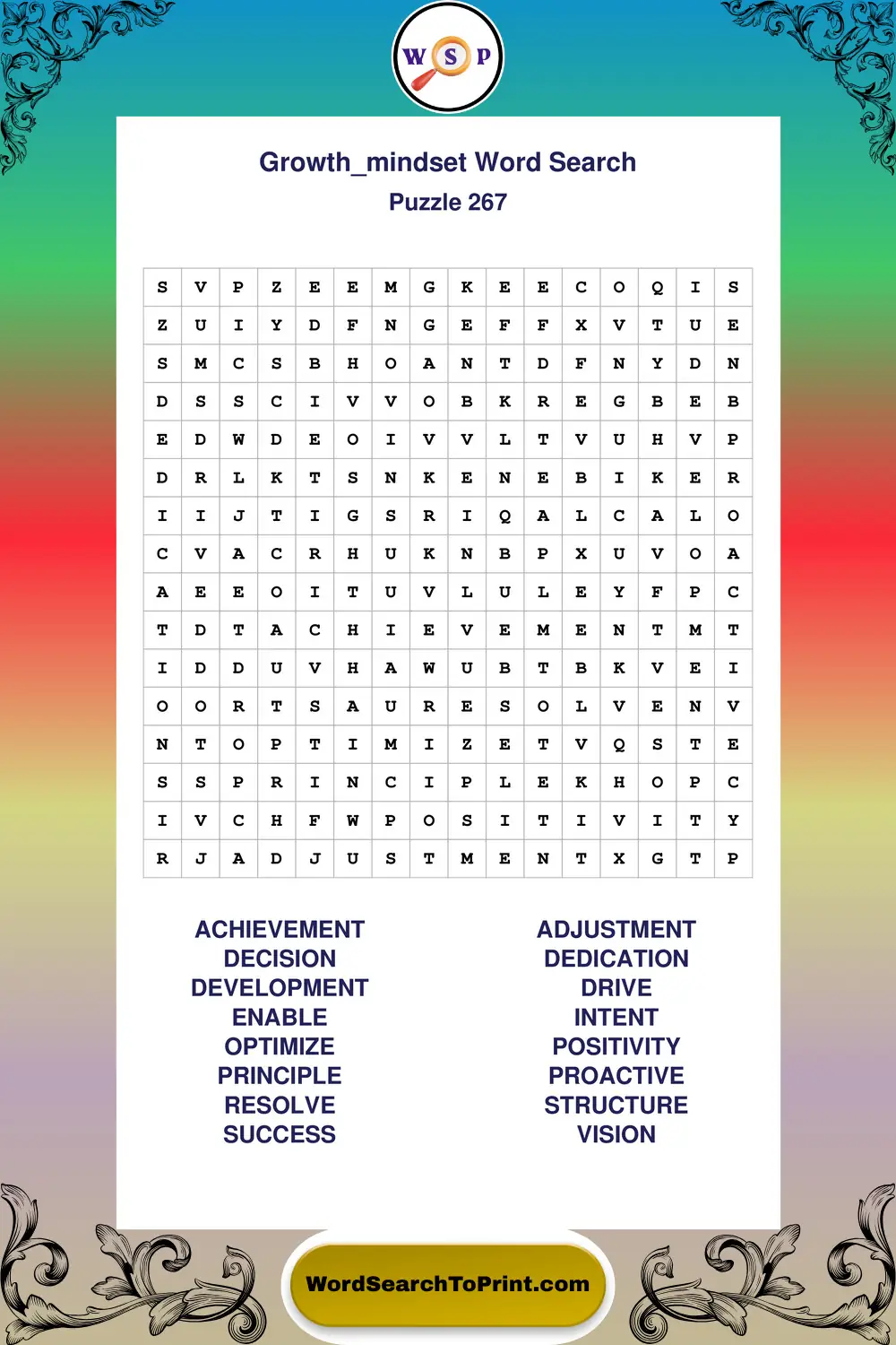 Growth Mindset Word Search Puzzle 267