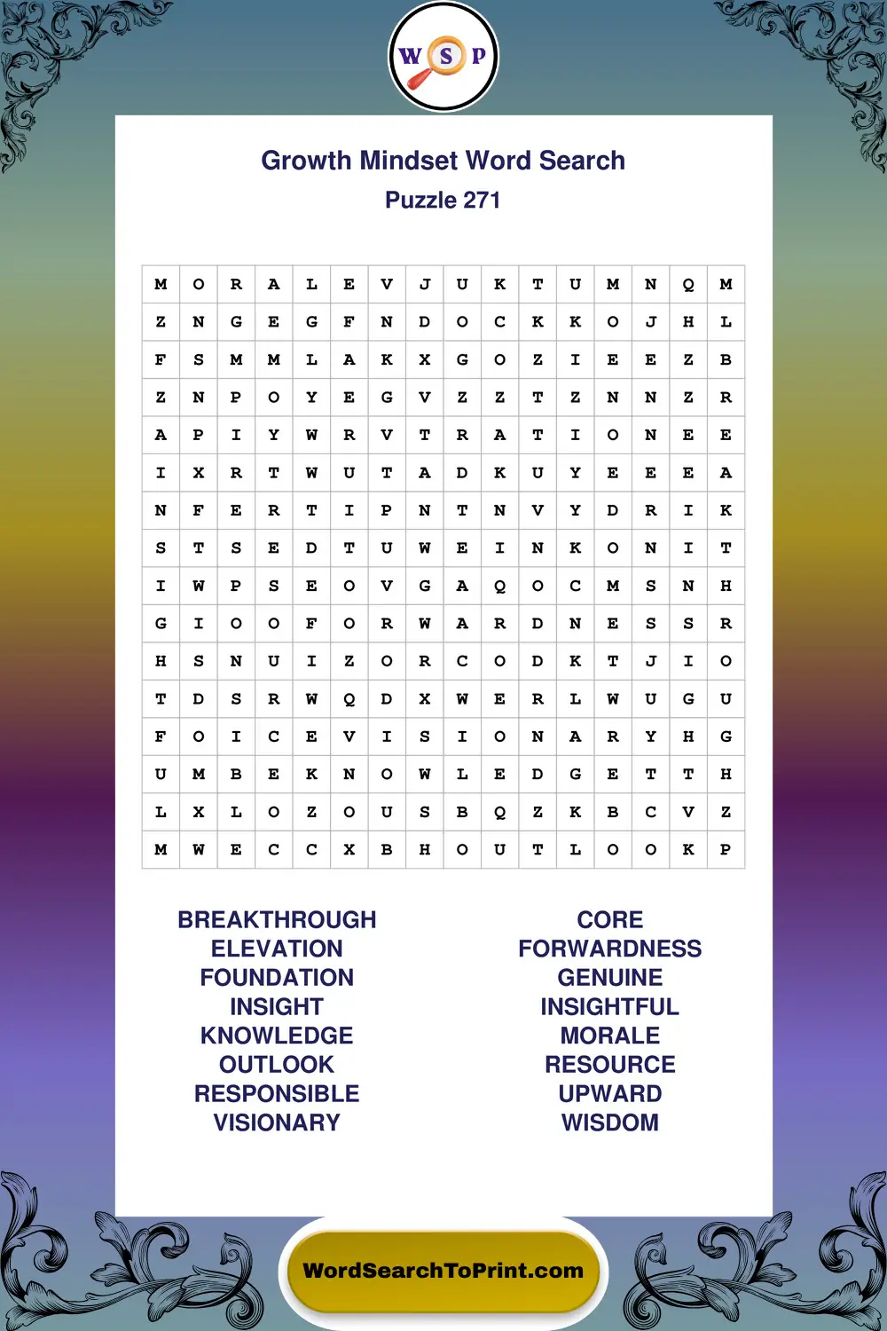 Growth Mindset Word Search Puzzle 271