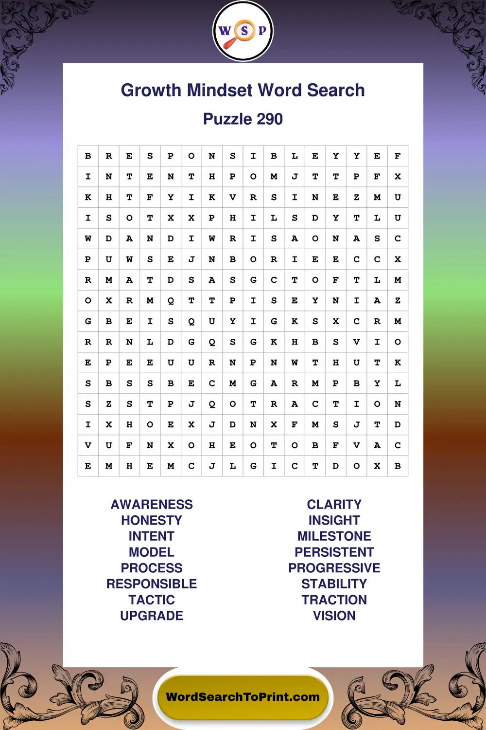 Growth Mindset Word Search Puzzle 290