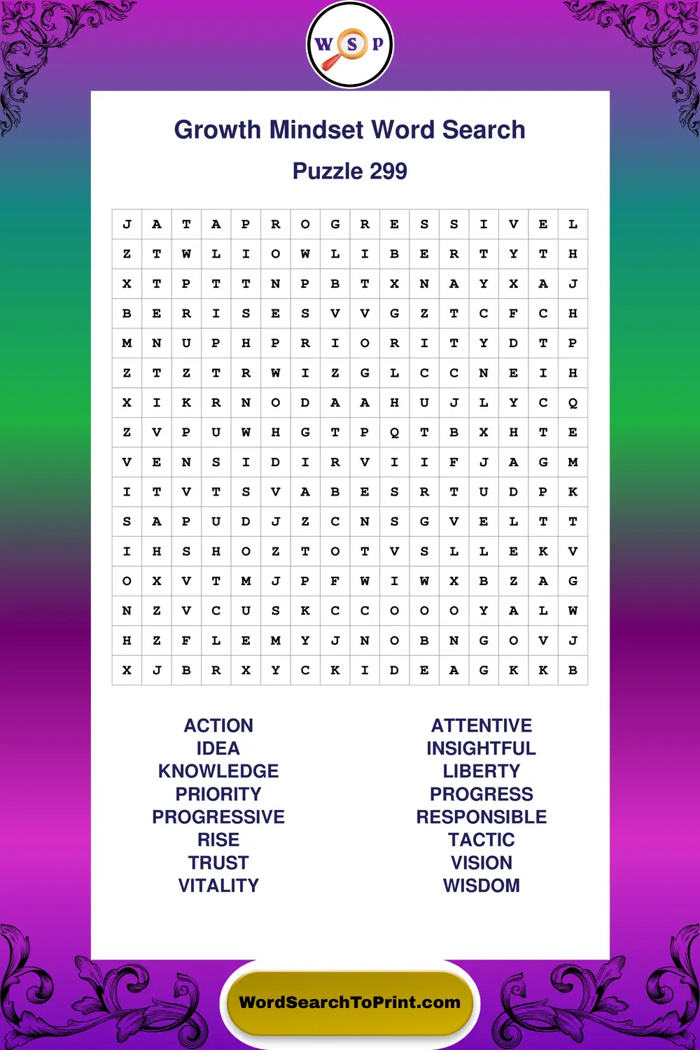 Growth Mindset Word Search Puzzle 299