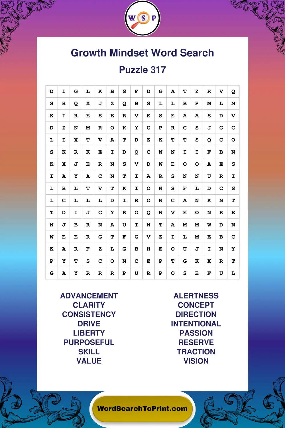 Growth Mindset Word Search Puzzle 317