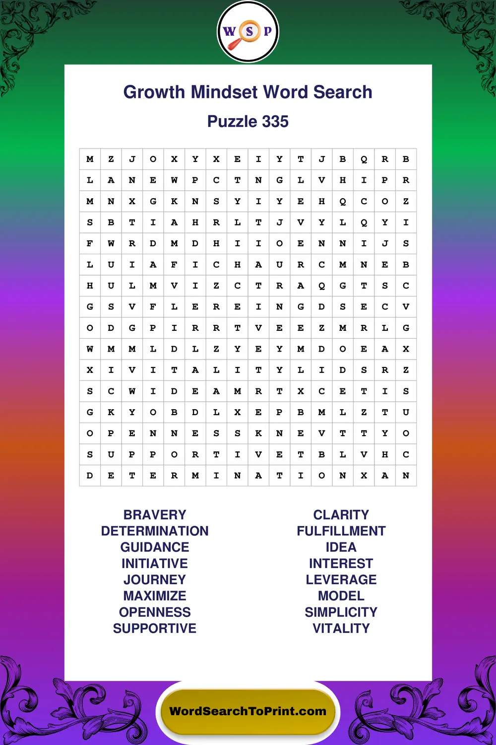 Growth Mindset Word Search Puzzle 335