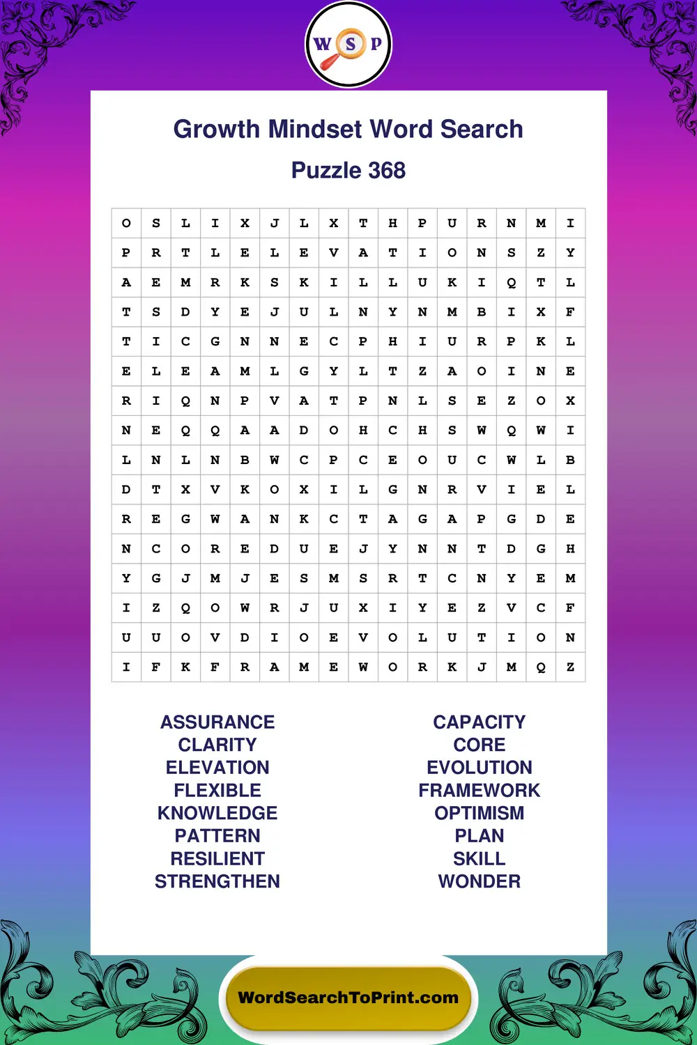 Growth Mindset Word Search Puzzle 368