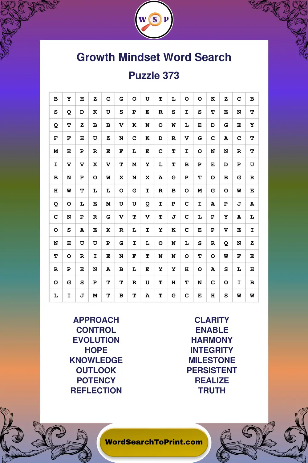 Growth Mindset Word Search Puzzle 373