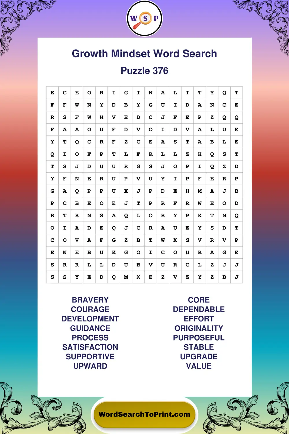 Growth Mindset Word Search Puzzle 376