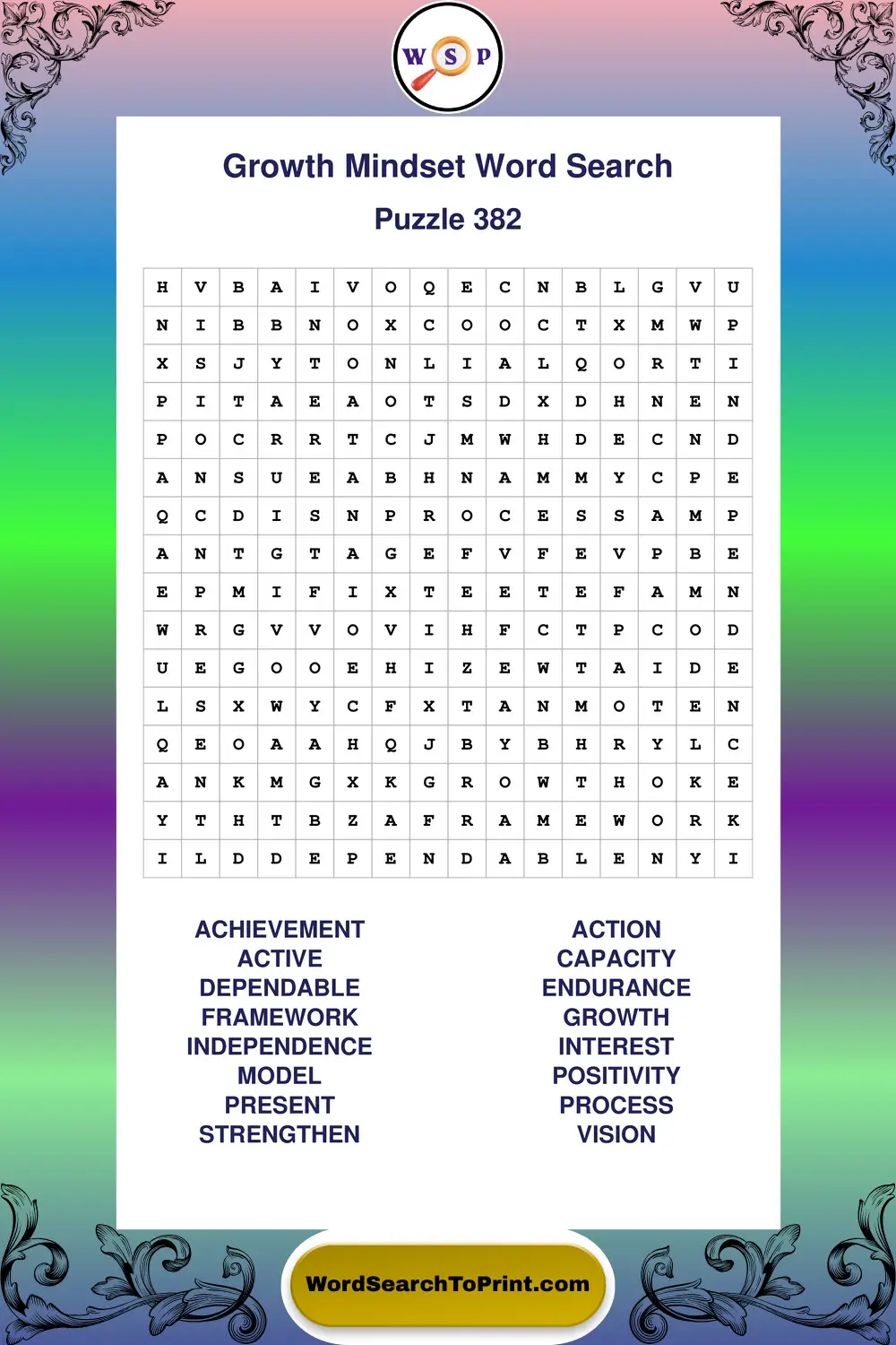 Growth Mindset Word Search Puzzle 382