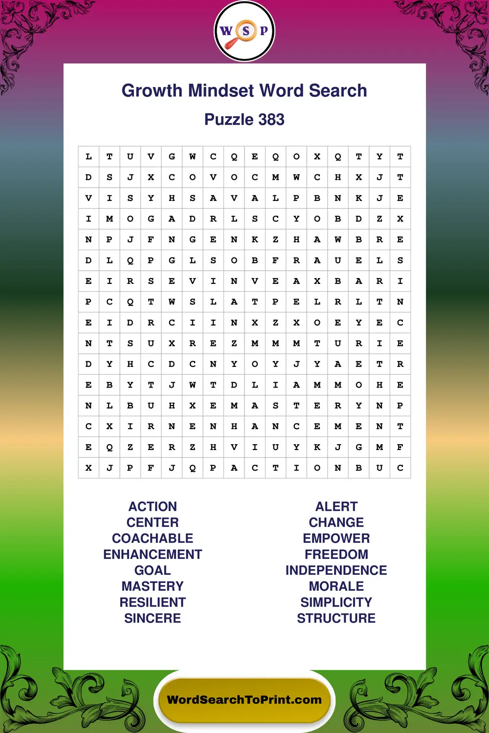 Growth Mindset Word Search Puzzle 383