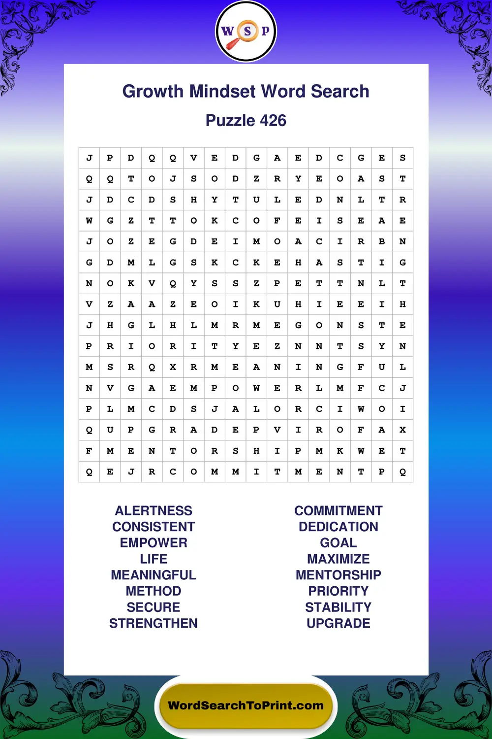 Growth Mindset Word Search Puzzle 426