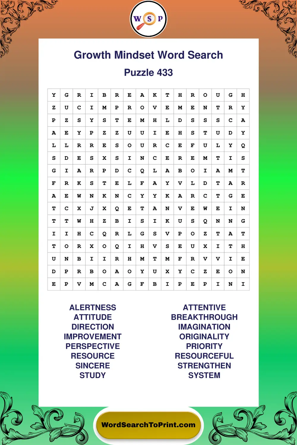 Growth Mindset Word Search Puzzle 433