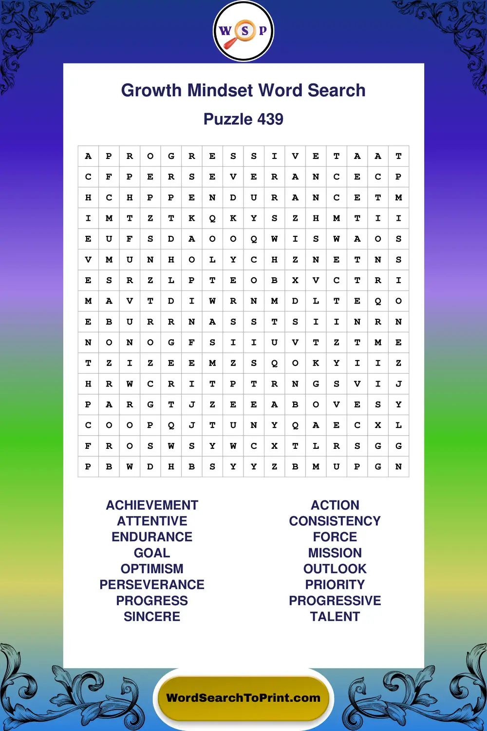 Growth Mindset Word Search Puzzle 439