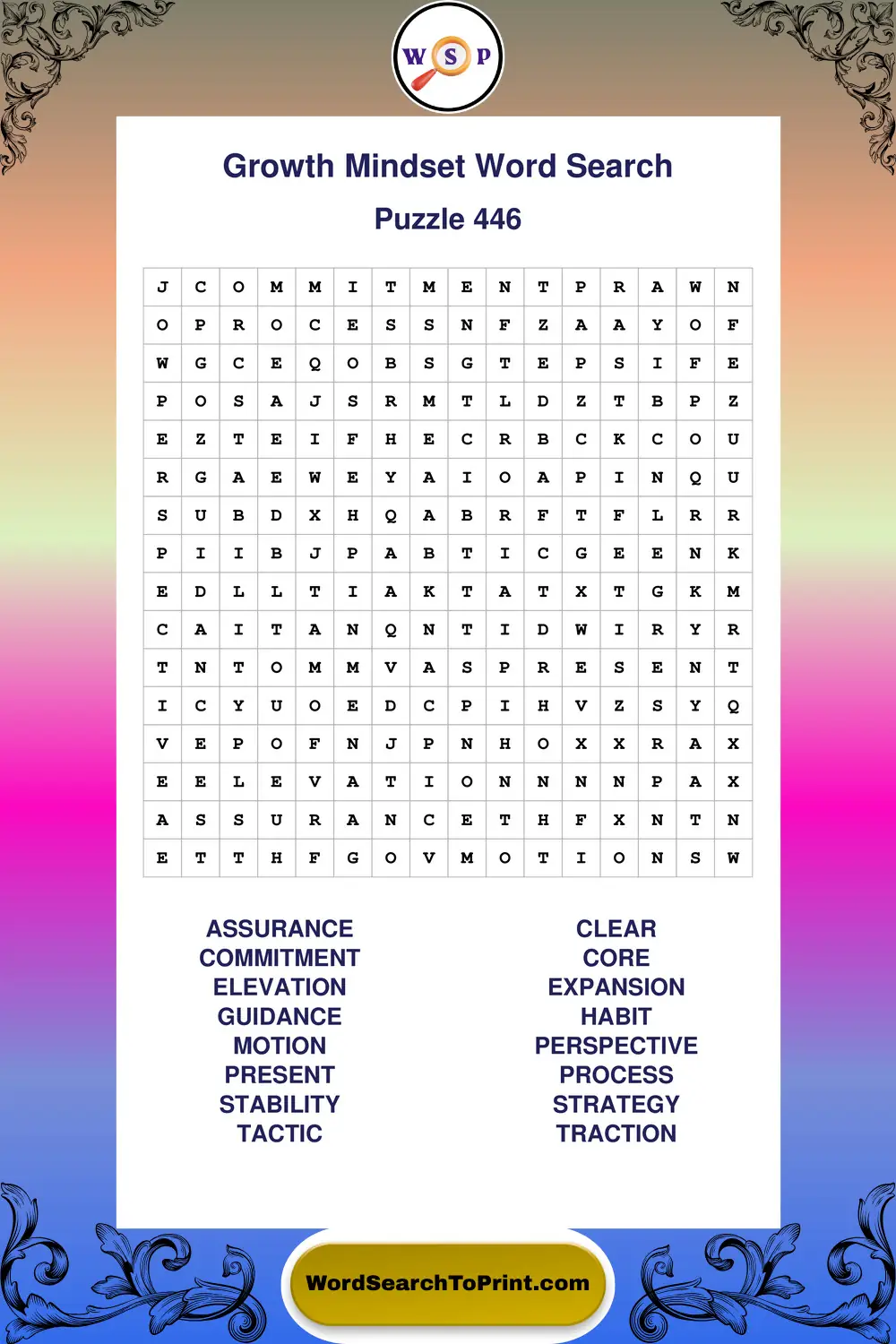 Growth Mindset Word Search Puzzle 446
