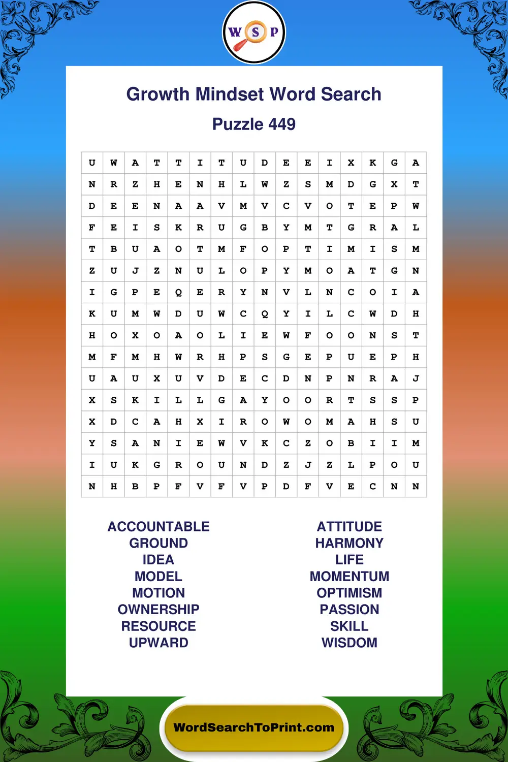 Growth Mindset Word Search Puzzle 449