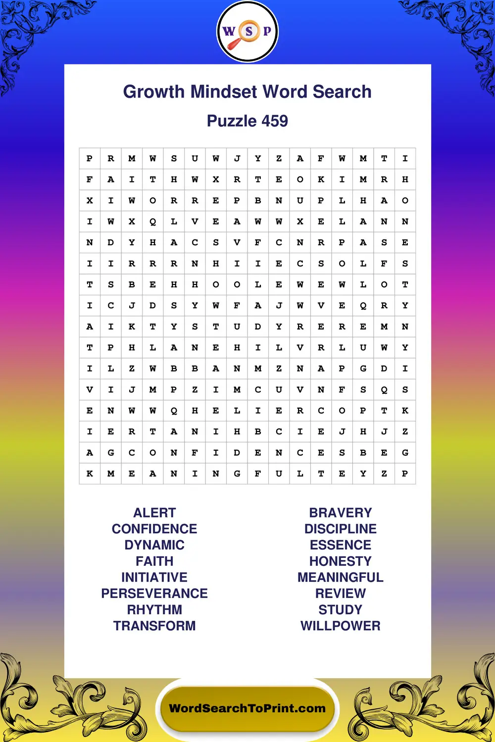 Growth Mindset Word Search Puzzle 459