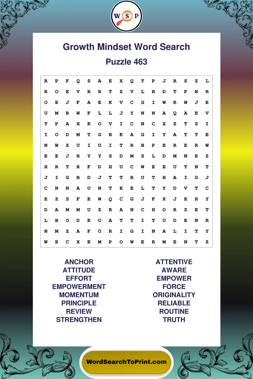 Growth Mindset Word Search Puzzle 463