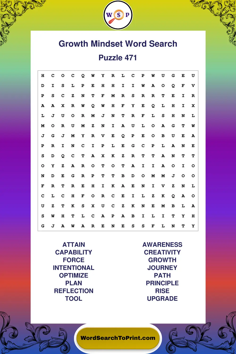 Growth Mindset Word Search Puzzle 471