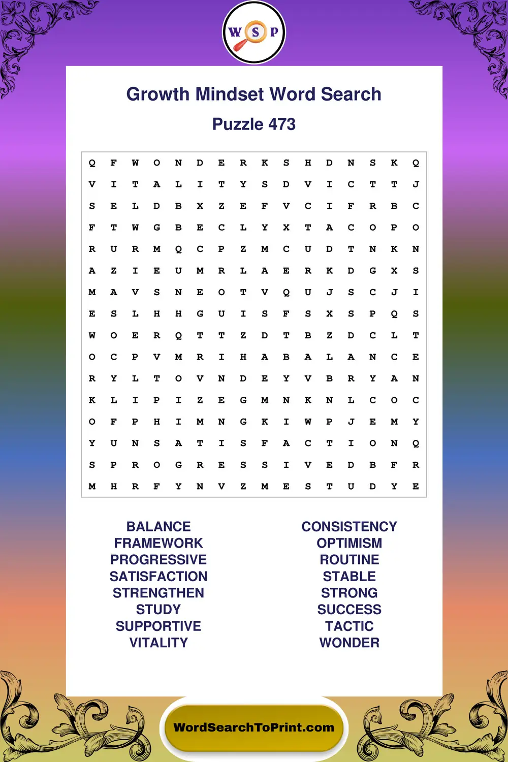Growth Mindset Word Search Puzzle 473