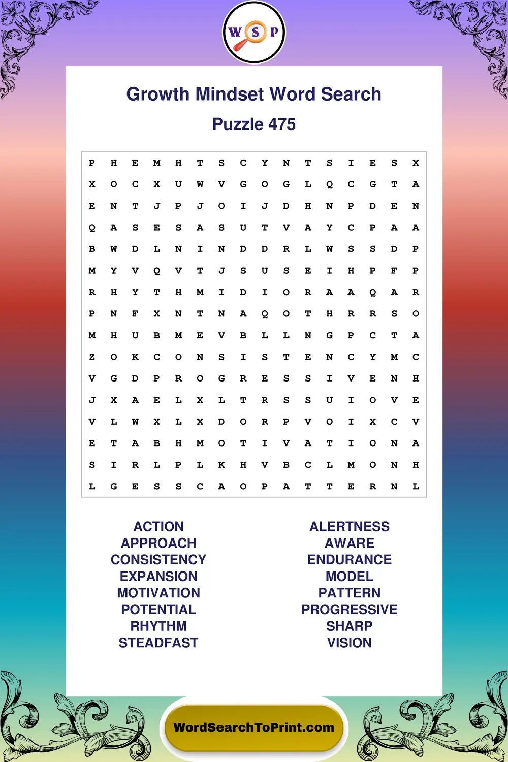 Growth Mindset Word Search Puzzle 475