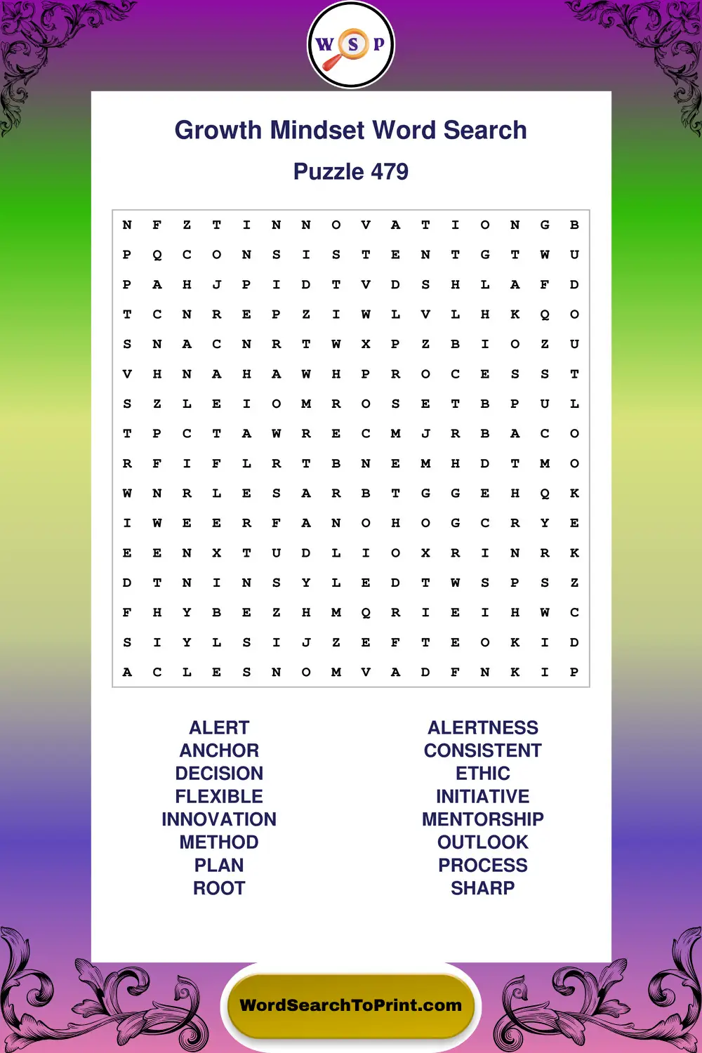 Growth Mindset Word Search Puzzle 479