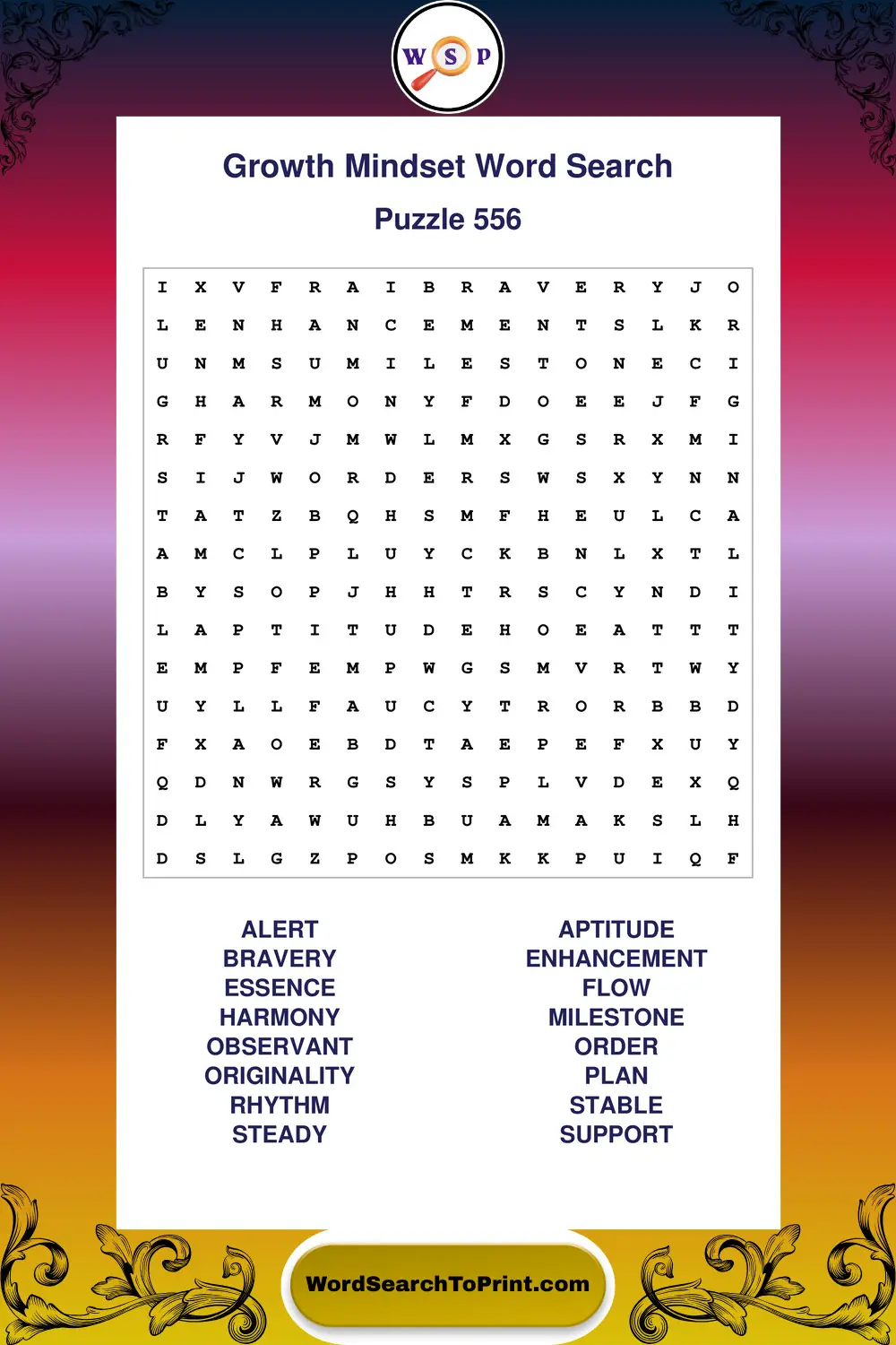 Growth Mindset Word Search Puzzle 556