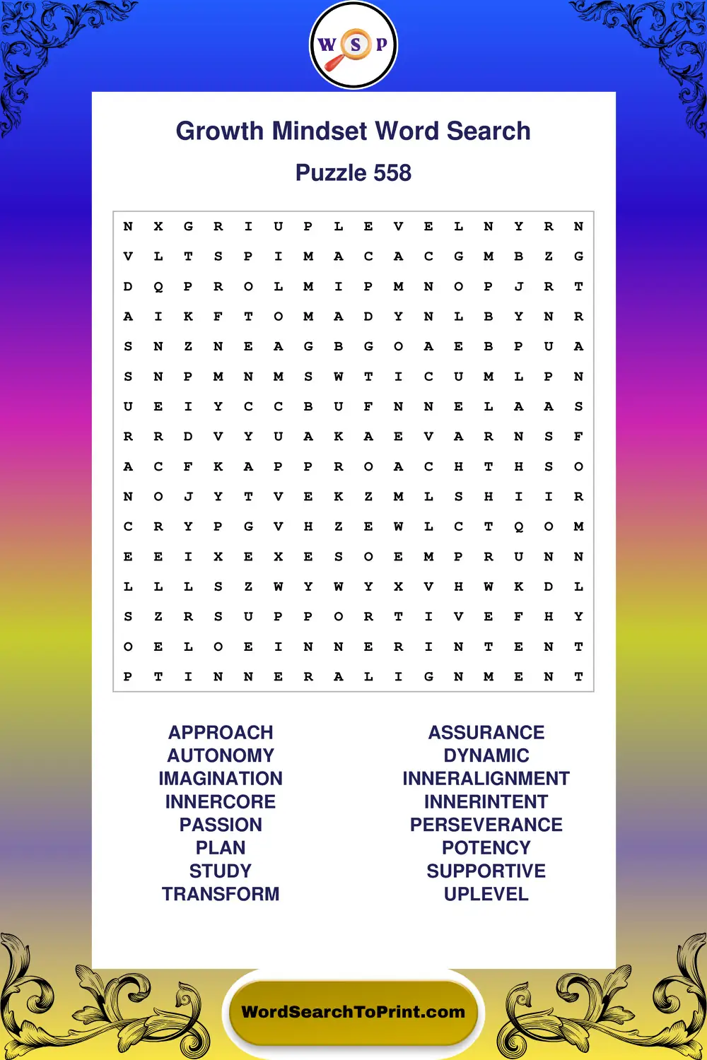 Growth Mindset Word Search Puzzle 558