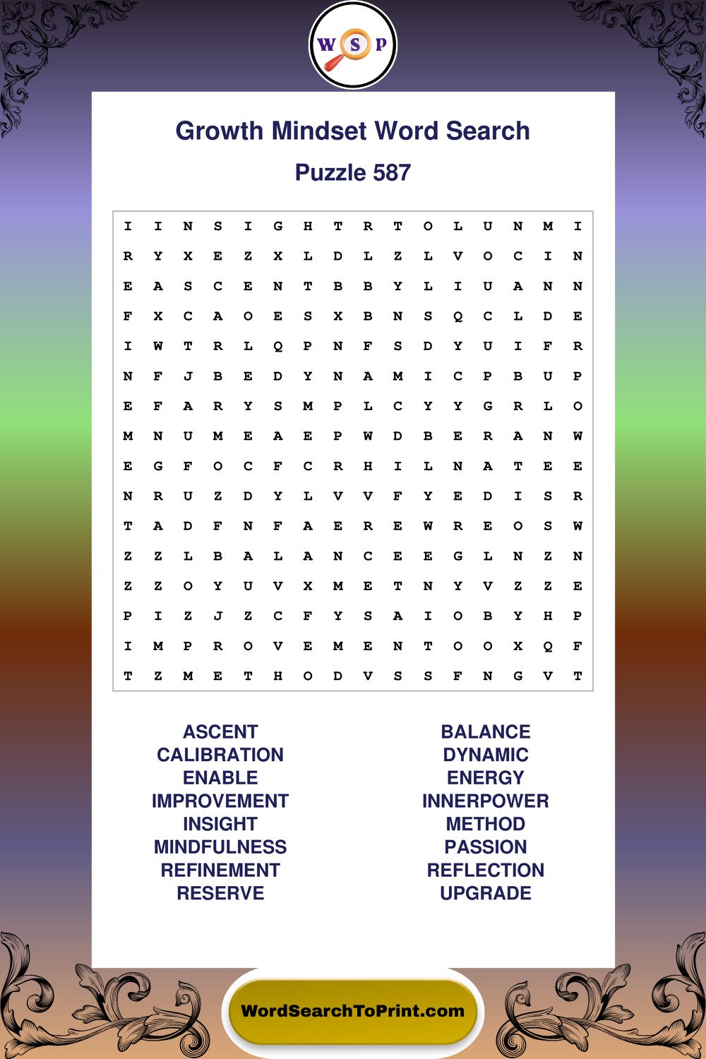 Growth Mindset Word Search Puzzle 587