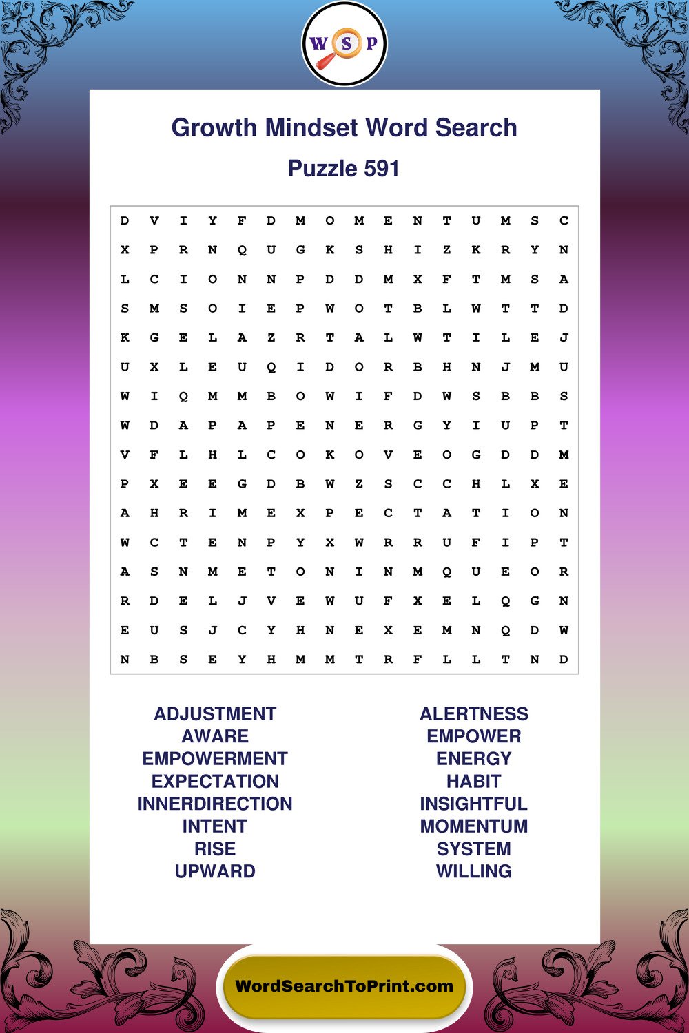 Growth Mindset Word Search Puzzle 591