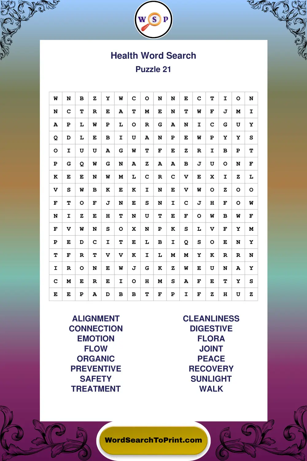 Health Word Search Puzzle 21