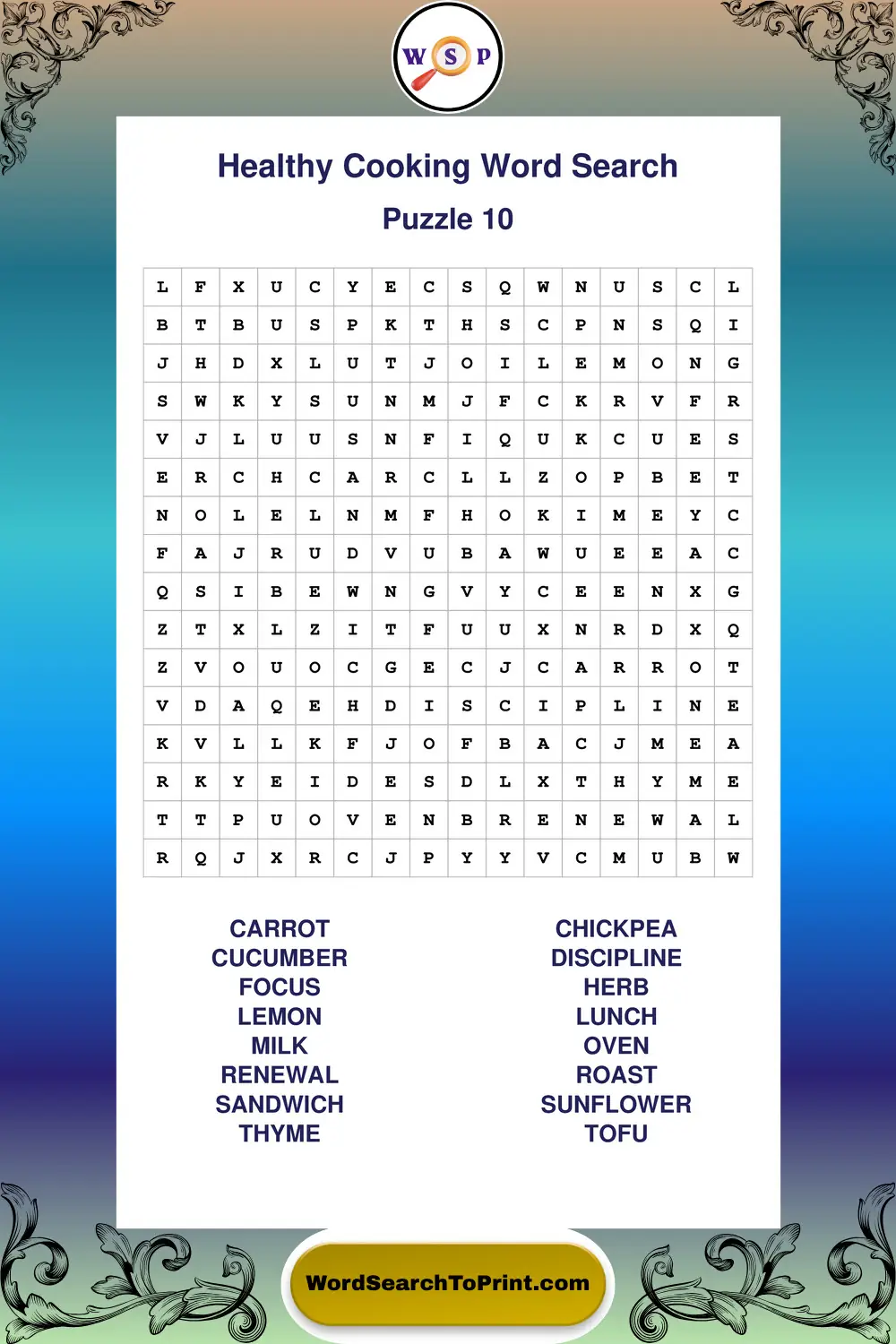 Healthy Cooking Word Search Puzzle 10