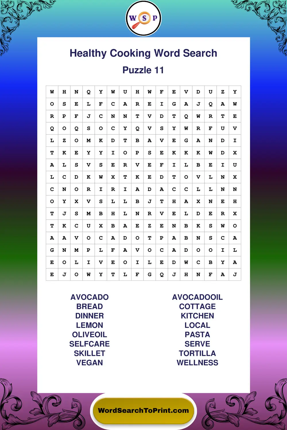 Healthy Cooking Word Search Puzzle 11