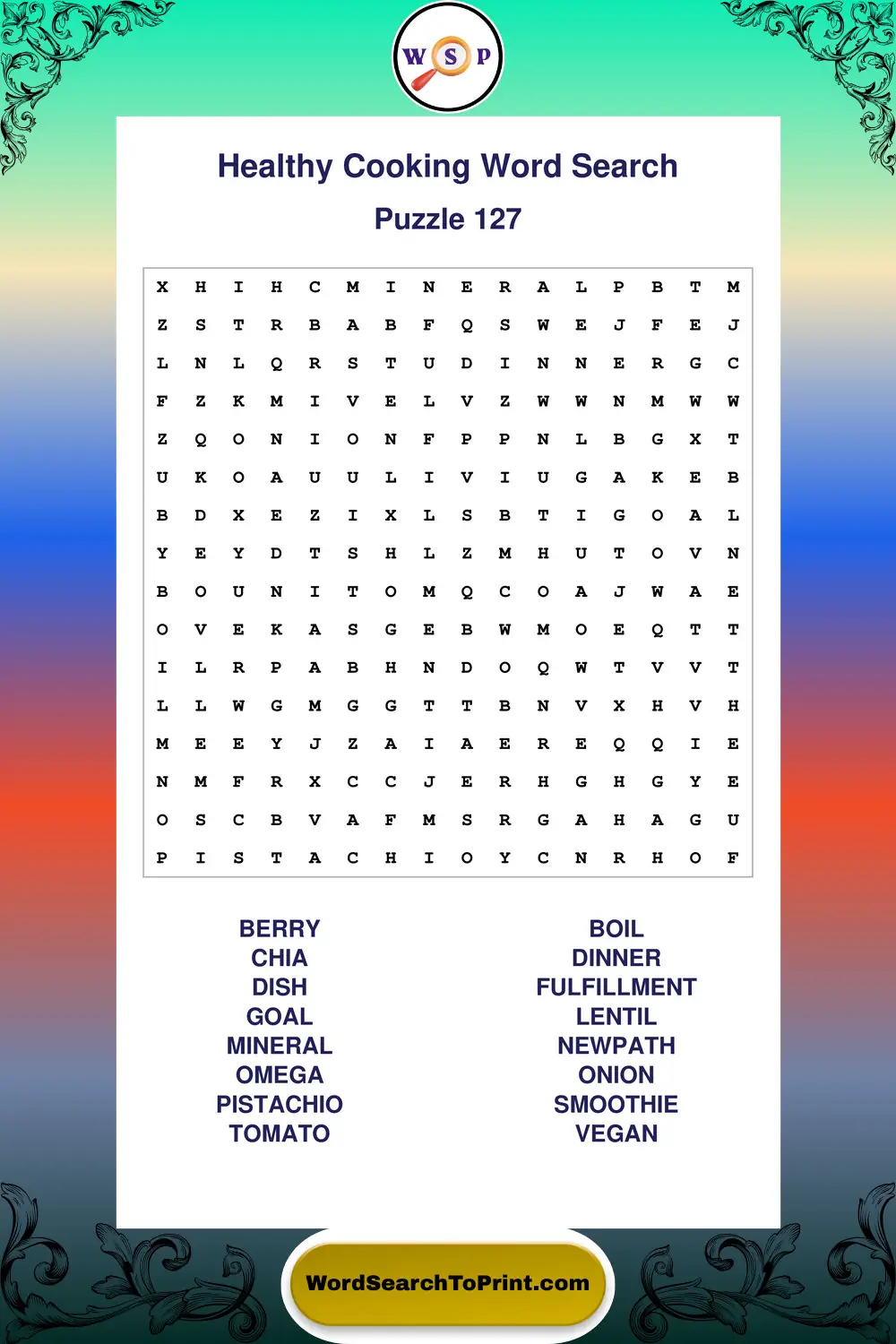 Healthy Cooking Word Search Puzzle 127