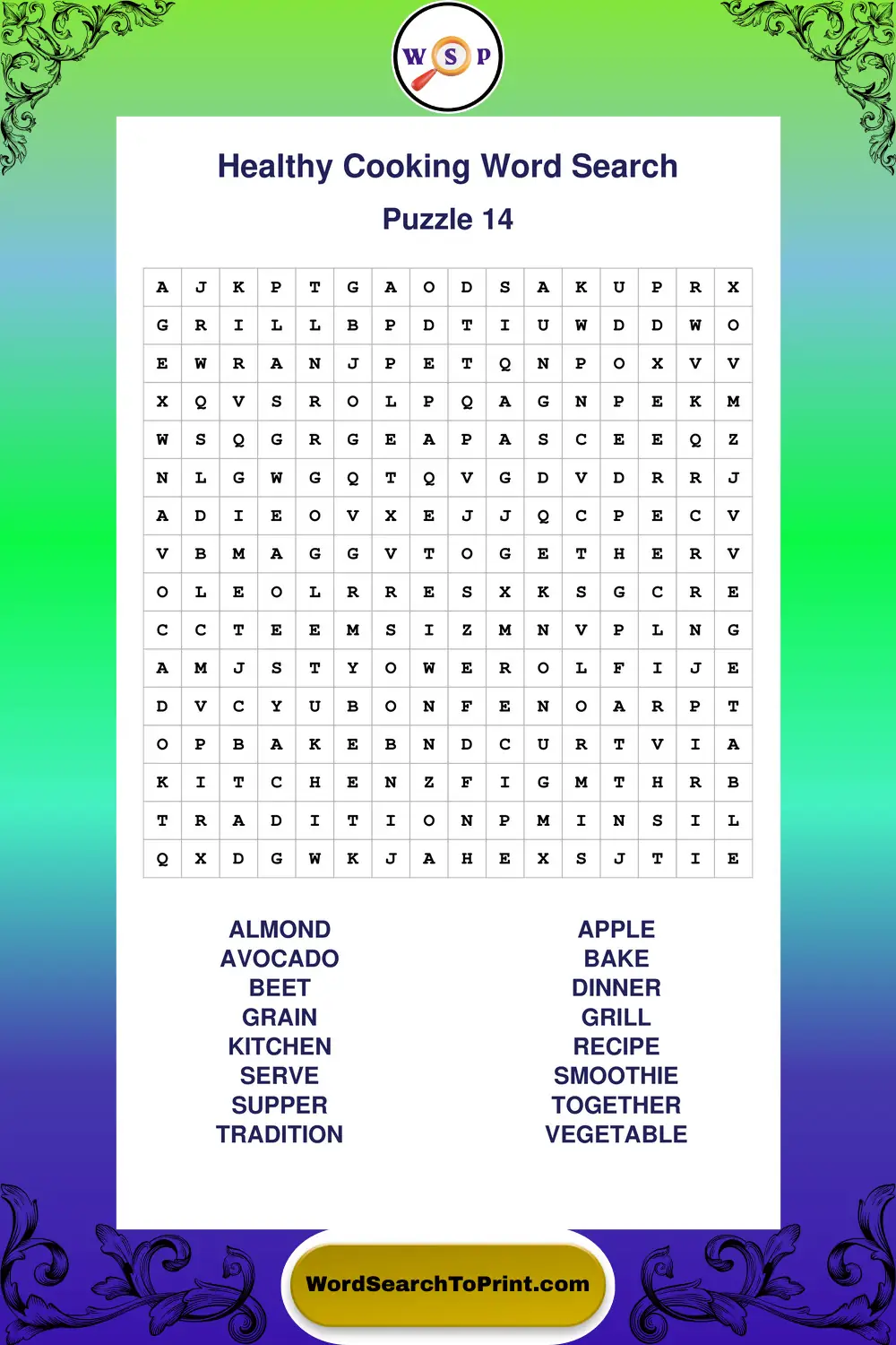 Healthy Cooking Word Search Puzzle 14