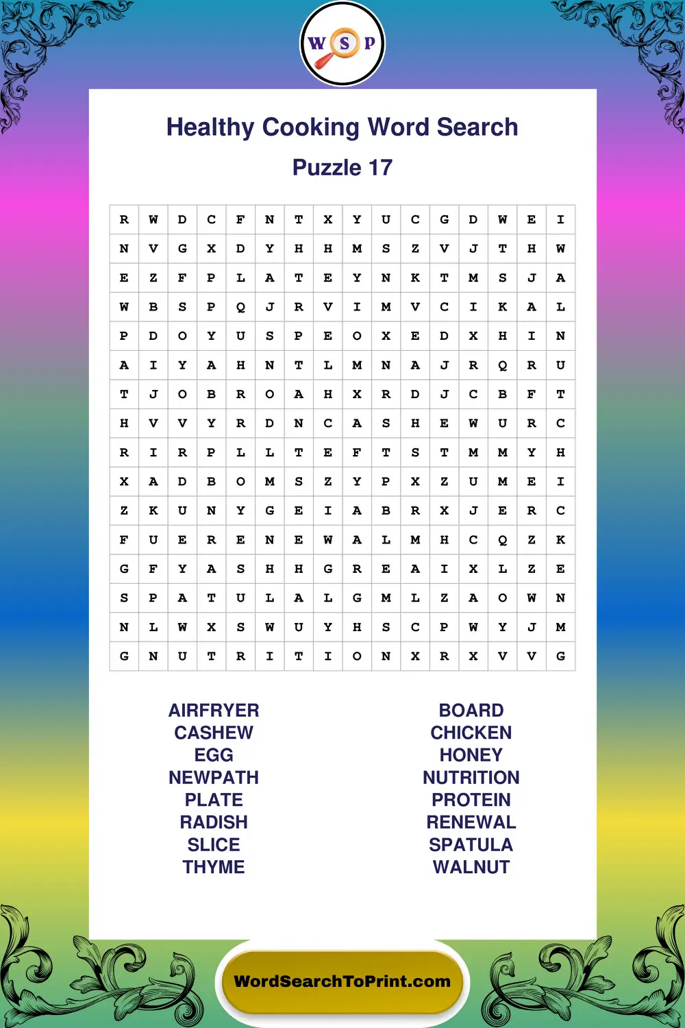 Healthy Cooking Word Search Puzzle 17
