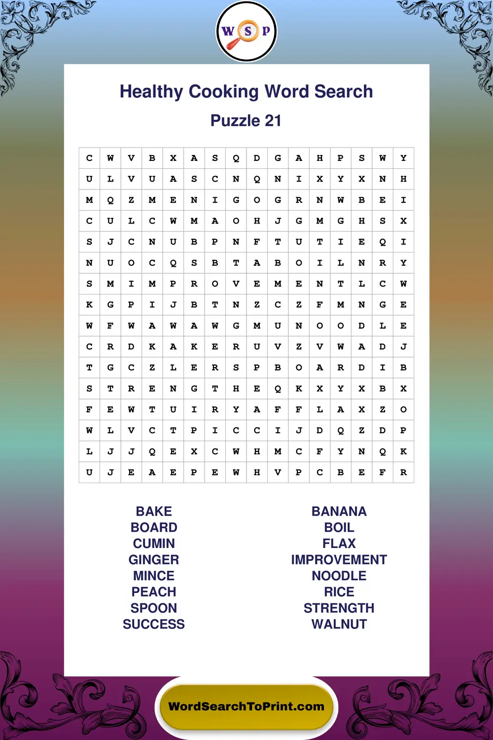 Healthy Cooking Word Search Puzzle 21