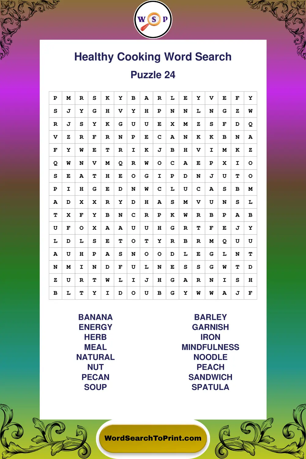 Healthy Cooking Word Search Puzzle 24