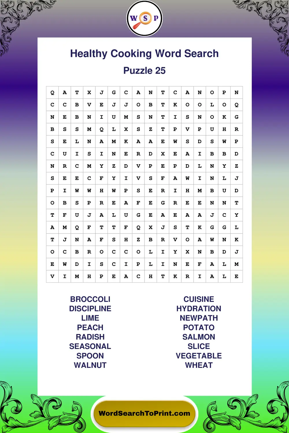 Healthy Cooking Word Search Puzzle 25