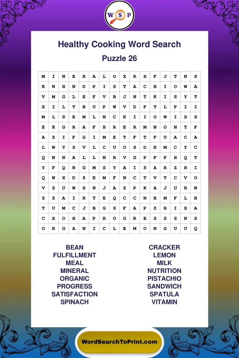 Healthy Cooking Word Search Puzzle 26