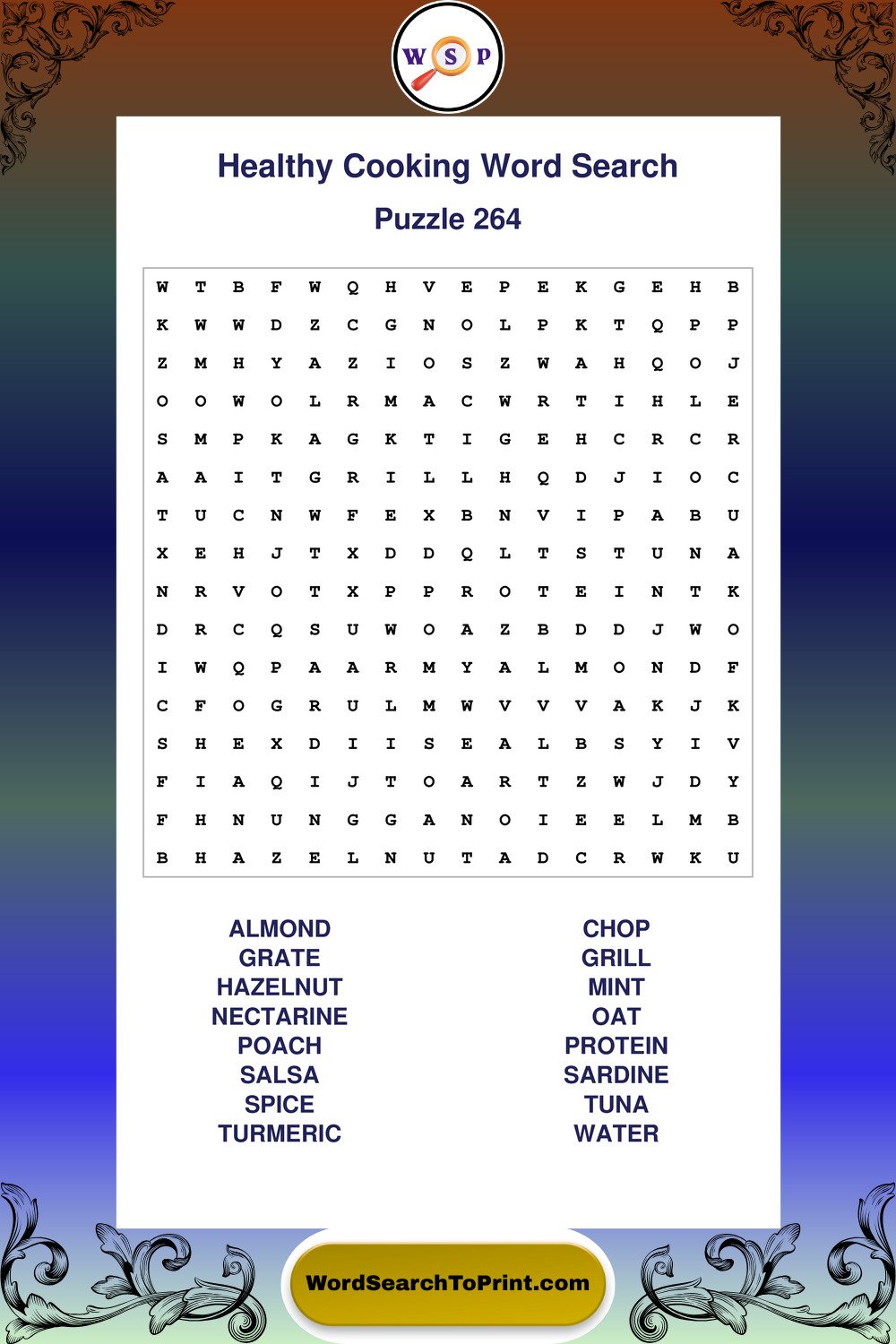Healthy Cooking Word Search Puzzle 264