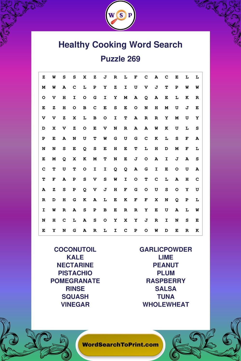 Healthy Cooking Word Search Puzzle 269