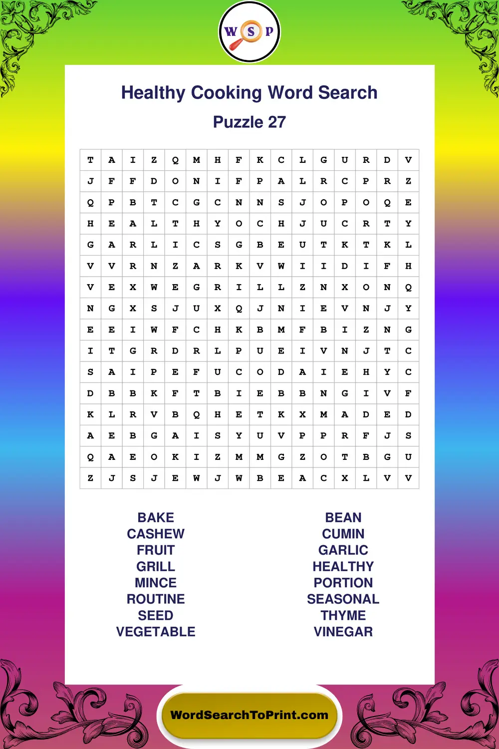 Healthy Cooking Word Search Puzzle 27
